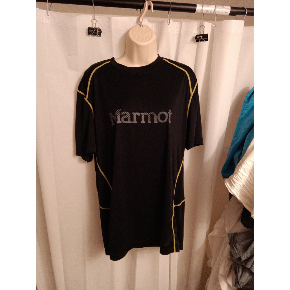 Marmot Ridgeline Graphic Black Short Sleeve Quick Dry Athletic Shirt Mens Large